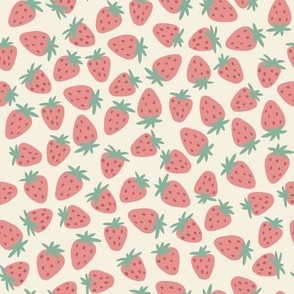 Vintage Strawberry Print on Beige Background