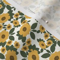 Hand drawn buttercups flowers for mothers day mom fabric ranunculus off white golden yellow