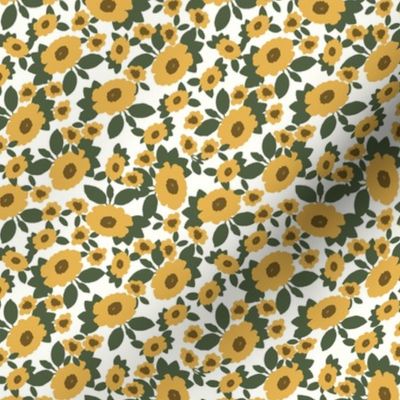 Hand drawn buttercups flowers for mothers day mom fabric ranunculus off white golden yellow