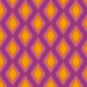 abstract geometric rhombus ikat | vibrant orange and berry | medium