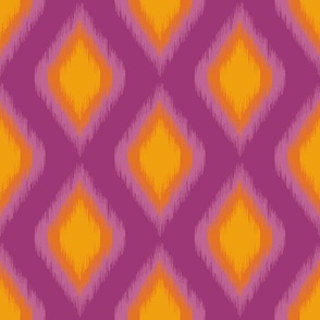 abstract geometric rhombus ikat | marigold on berry | large