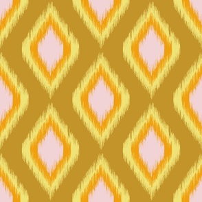 abstract geometric rhombus ikat | buttercup on mustard | large