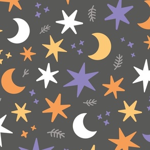 Cute Halloween Stars and Moons Black Large