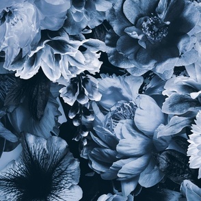 Floral Baroque Opulence In Shades Of Blue Large Scale