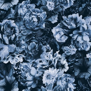 Floral Baroque Opulence In Shades Of Blue Medium Scale