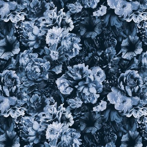 Floral Baroque Opulence In Shades Of Blue Smaller Scale