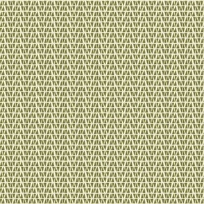 Miniature tiny scale geometric modern triangle pattern in soft olive green and off white, stylized linear hand drawn pattern with soft organic shapes - for apparel, quilting, patchwork, soft furnishings and wallpaper.