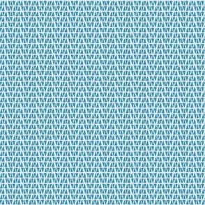 Miniature tiny scale geometric aqua teal and pale blue modern triangle pattern, stylized linear hand drawn pattern with soft organic shapes - for apparel, quilting, patchwork, soft furnishings and wallpaper.