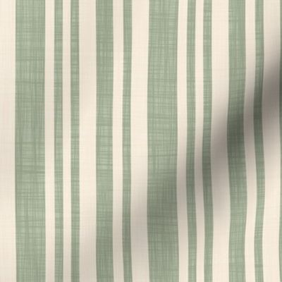 Striped French Country Table Linen in Sage Green