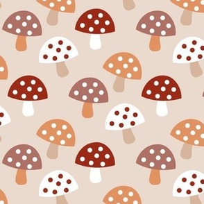 Scandinavian retro mushroom garden - autumn toadstool design in red orange seventies brown vintage palette LARGE