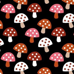 Scandinavian retro mushroom garden - autumn toadstool design in red orange pink seventies retro palette