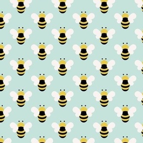 Minimalist abstract bees in Scandinavian style - summer pollinators on sea foam green 