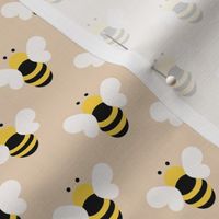 Minimalist abstract bees in Scandinavian style - summer pollinators on tan beige blush