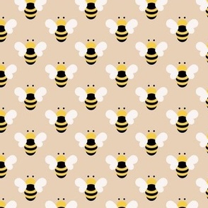 Minimalist abstract bees in Scandinavian style - summer pollinators on tan beige blush