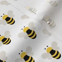 Minimalist abstract bees in Scandinavian style - summer pollinators on crisp white