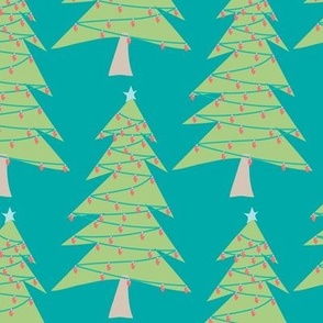 Retro Style Lit Christmas Trees-Crisp Christmas Palette-Medium Scale