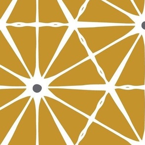 Luminous Mid Century Modern Geometric Goldenrod Yellow Gray Large 
