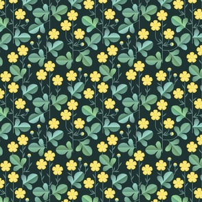 stylised buttercups floral - dark - small