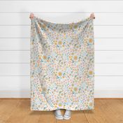 Fun floral non directional print  with boho colours - Large