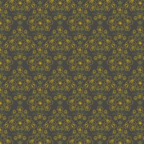 Buttercups Yellow on Grey Small