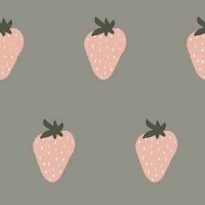 Jumbo strawberries / cottagecore / blush on olive sage