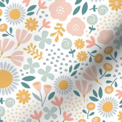 Fun floral non directional floral with boho colours - Small