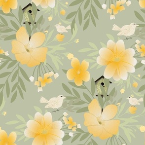 Buttercup Dreamy | Yellows, Creams & Soft Pastel Greens | Small Scale