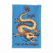 2024 Calendar Year of the Dragon Tea Towel Wall Hanging 