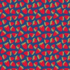 Juicy Red Strawberries on a Dark Blue Background - shw1048 a - small scale