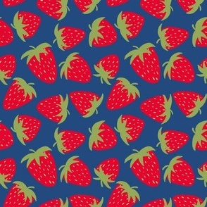 Juicy Red Strawberries on a Dark Blue Background - shw1048 a - medium scale