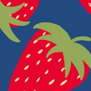 Juicy Red Strawberries on a Dark Blue Background - shw1048 a - giant scale