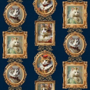 Aristocratic Cats Portraits : The Finest Floofs on Distressed Dark Blue