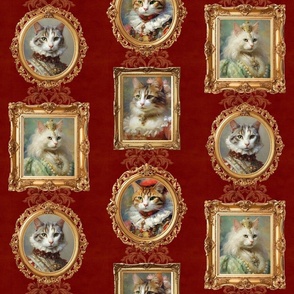 Aristocratic Cats Portraits : The Finest Floofs on Distressed Dark Red