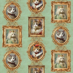 Aristocratic Cats Portraits : The Finest Floofs on Distressed Sage Green