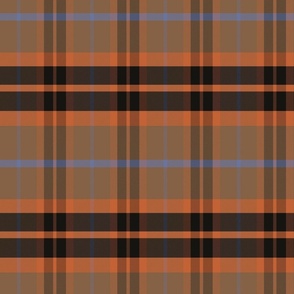 Ossian Plaid Pattern - Brown, Black, Orange, Blue - Autumn Tartan Collection