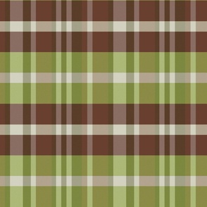 Iagan Plaid Pattern - Sage Green, Brown, Grey - Autumn Tartan Collection