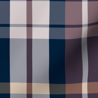 Aillith Plaid Pattern - Navy Blue, Beige, Brown - Autumn Tartan Collection