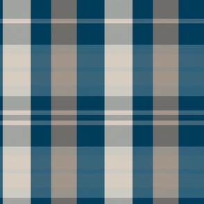 Evander Plaid Pattern - Teal Blue, Taupe, Beige - Autumn Tartan Collection