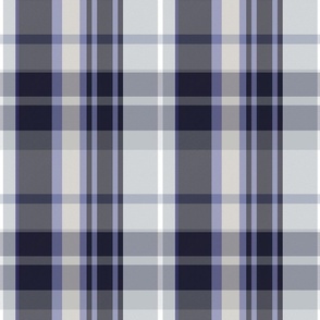 Conall Plaid Pattern - Dark Blue, Ice Blue, Grey, and White - Winter Tartan Collection