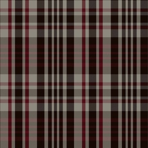 Sorcha Plaid Pattern - Grey Beige, Black, Deep Red - Winter Tartan Collection