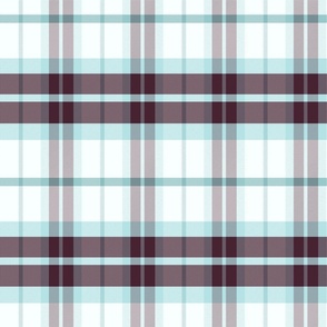 Ossian Plaid Pattern - White, Ice Blue, Dark Cranberry Red - Winter Tartan Collection
