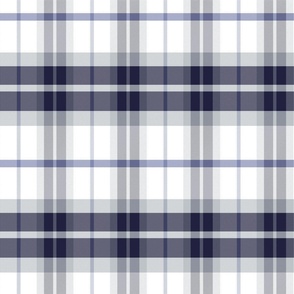 Ossian Plaid Pattern - White, Navy, and Light Blue - Winter Tartan Collection