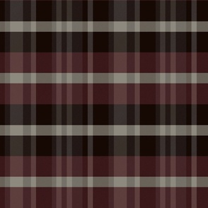 Iagan Plaid Pattern - Dark Red, Dark Brown, and Taupe - Winter Tartan Collection