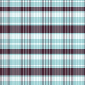 Calan Plaid Pattern - White, Ice Blue, Dark Cranberry Red - Winter Tartan Collection