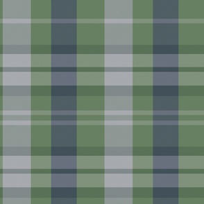Evander Plaid Pattern - Green, Dark Blue, Light Grey - Winter Tartan Collection