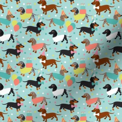 Dachshund Party Blue Small Scale