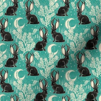 Jackalope - 4" small - turquoise and black 