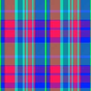 Conall Plaid Pattern - Blue, Green, Red, Teal - Neon Tartan Collection