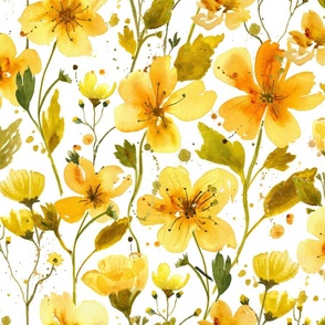 Watercolor Buttercup Flowers | Hand Painted