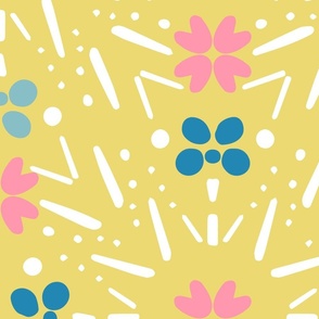 Happy-Retro-Scandinavian-Flowers-in-soft-pink-blue-yellow-white-in--XL-JUMBO-scale-for-wallpaper